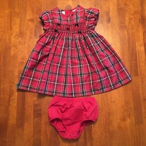 First Impressions Red Plaid Dress W/ Diaper Cover